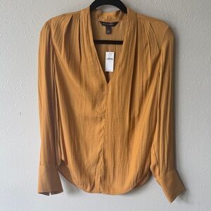 NWT Banana Republic Golden Pleated Blouse, Size Small
